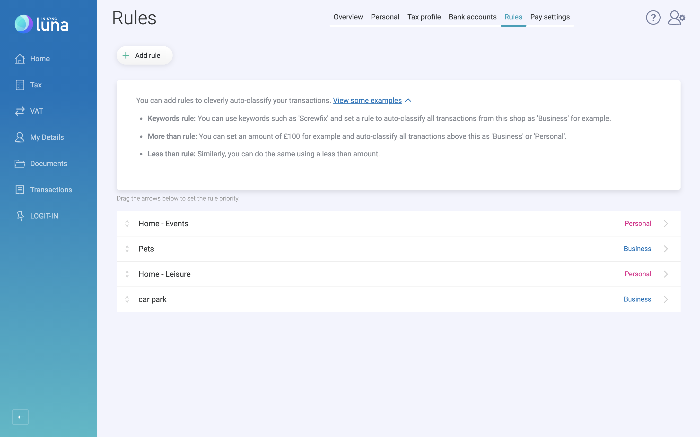 Adding Rules To Your Transactions In Sync Group Ltd 3154